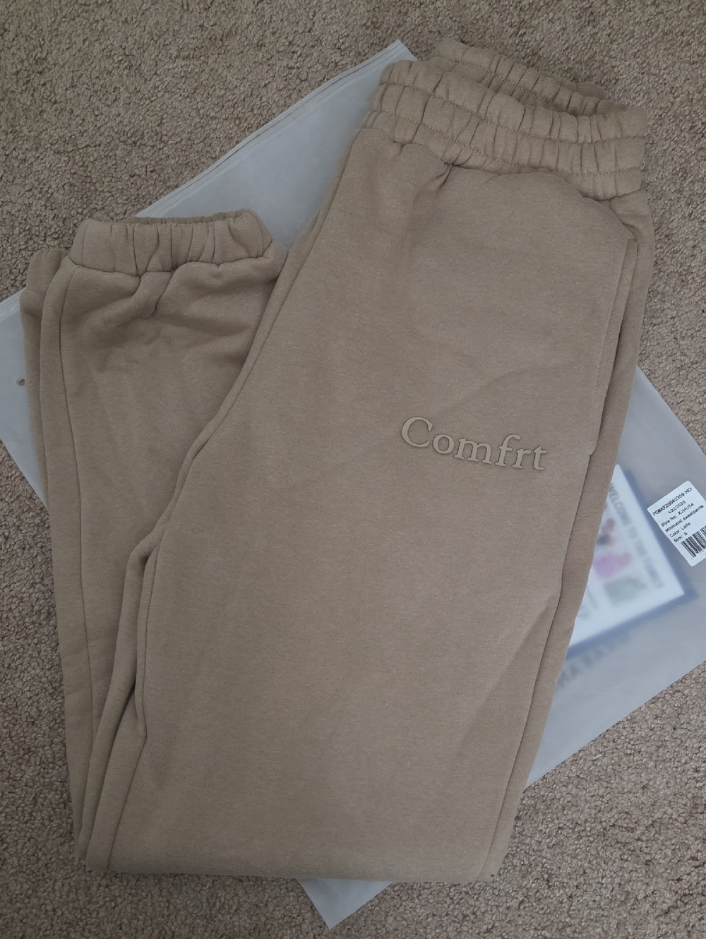 *NEW* Comfrt Embroidered Joggers - Latte